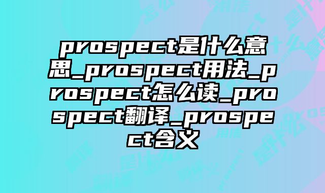 prospect是什么意思_prospect用法_prospect怎么读_prospect翻译_prospect含义