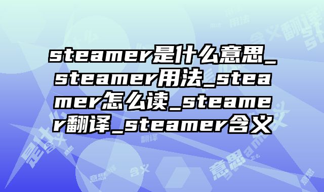 steamer是什么意思_steamer用法_steamer怎么读_steamer翻译_steamer含义