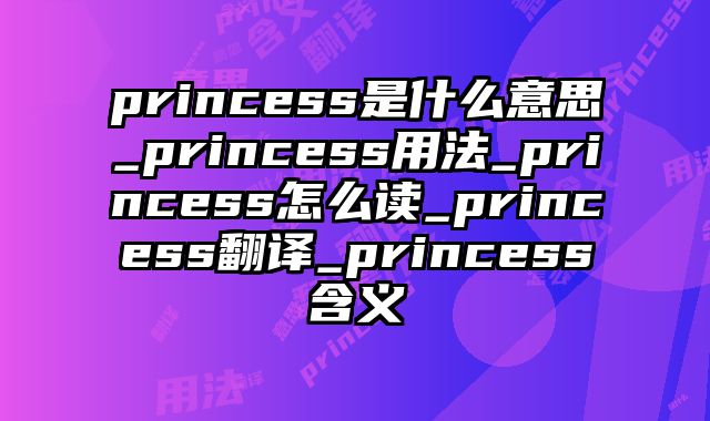 princess是什么意思_princess用法_princess怎么读_princess翻译_princess含义