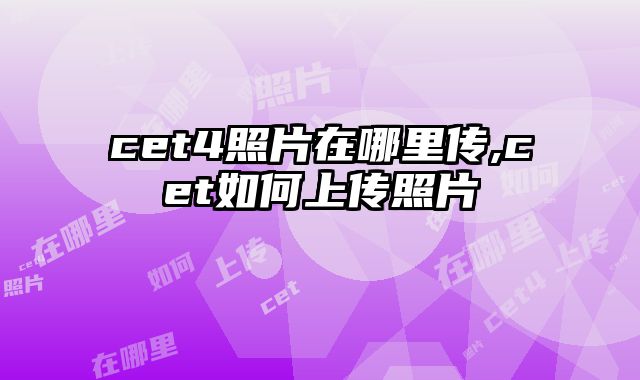 cet4照片在哪里传,cet如何上传照片