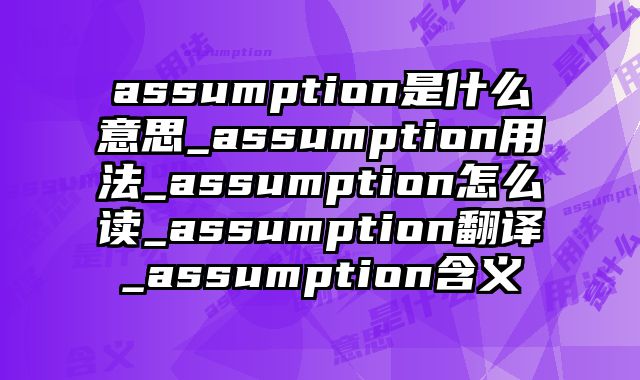 assumption是什么意思_assumption用法_assumption怎么读_assumption翻译_assumption含义