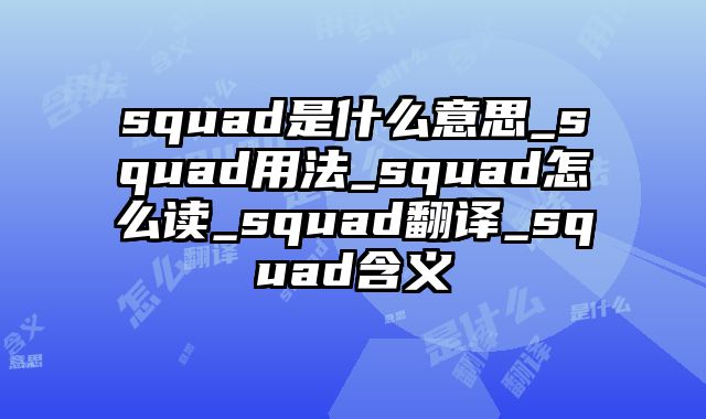 squad是什么意思_squad用法_squad怎么读_squad翻译_squad含义