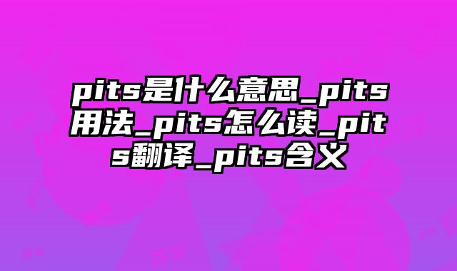 pits是什么意思_pits用法_pits怎么读_pits翻译_pits含义