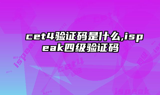 cet4验证码是什么,ispeak四级验证码