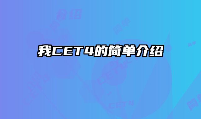 我CET4的简单介绍