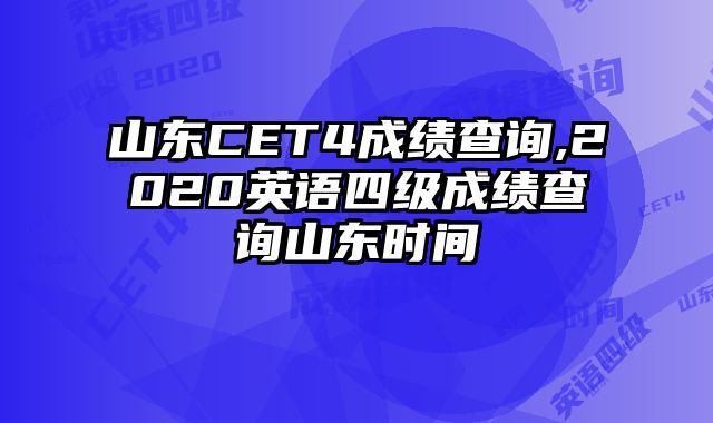 山东CET4成绩查询,2020英语四级成绩查询山东时间