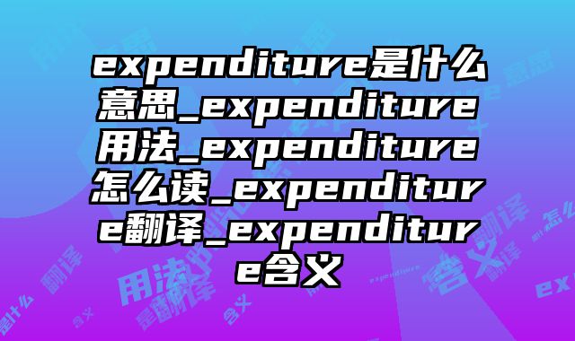 expenditure是什么意思_expenditure用法_expenditure怎么读_expenditure翻译_expenditure含义