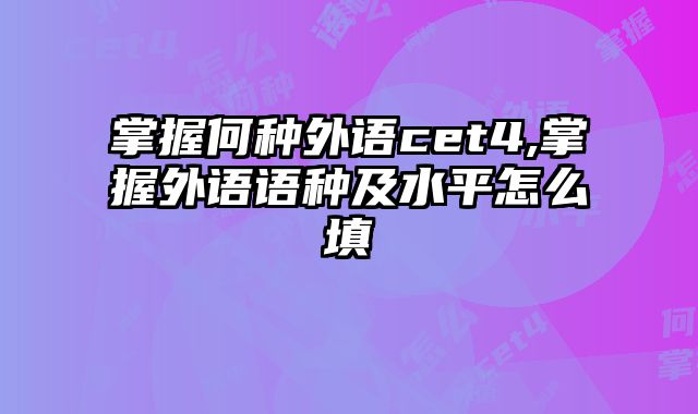 掌握何种外语cet4,掌握外语语种及水平怎么填