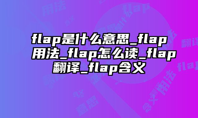 flap是什么意思_flap用法_flap怎么读_flap翻译_flap含义