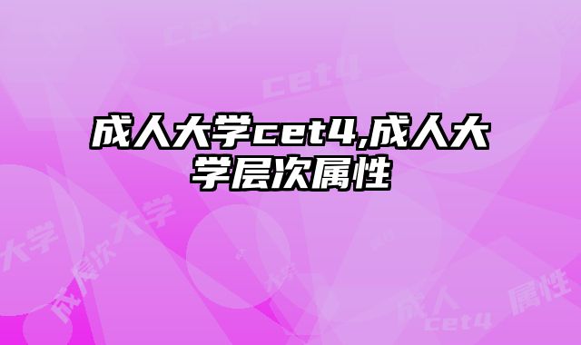 成人大学cet4,成人大学层次属性