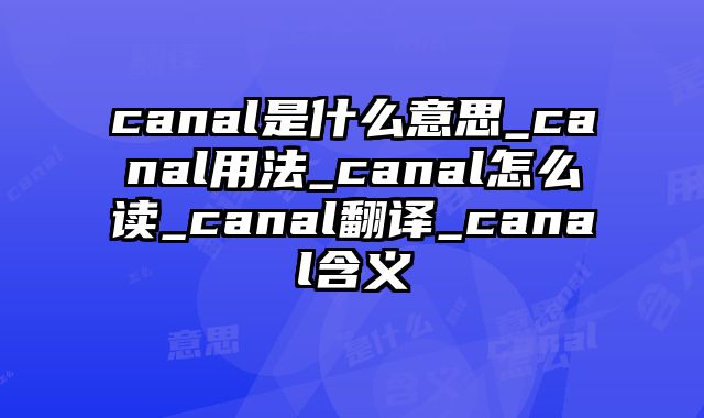 canal是什么意思_canal用法_canal怎么读_canal翻译_canal含义