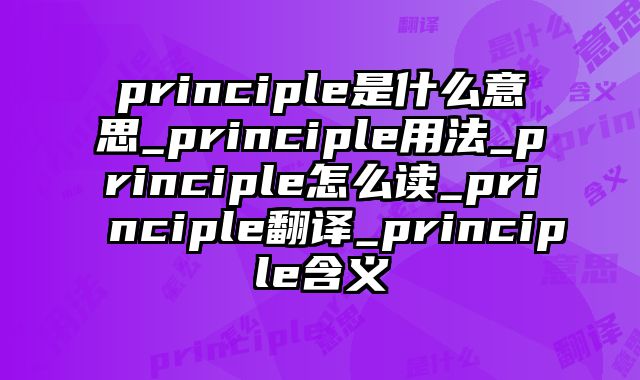 principle是什么意思_principle用法_principle怎么读_principle翻译_principle含义