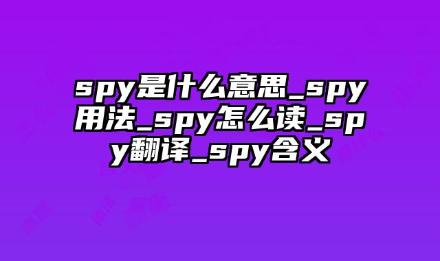 spy是什么意思_spy用法_spy怎么读_spy翻译_spy含义