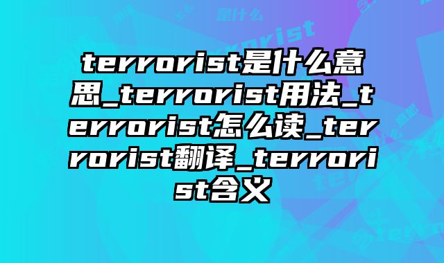 terrorist是什么意思_terrorist用法_terrorist怎么读_terrorist翻译_terrorist含义