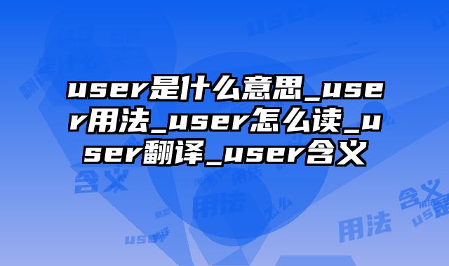 user是什么意思_user用法_user怎么读_user翻译_user含义