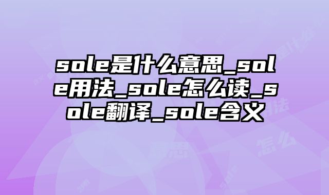 sole是什么意思_sole用法_sole怎么读_sole翻译_sole含义