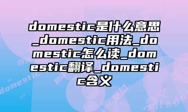 domestic是什么意思_domestic用法_domestic怎么读_domestic翻译_domestic含义