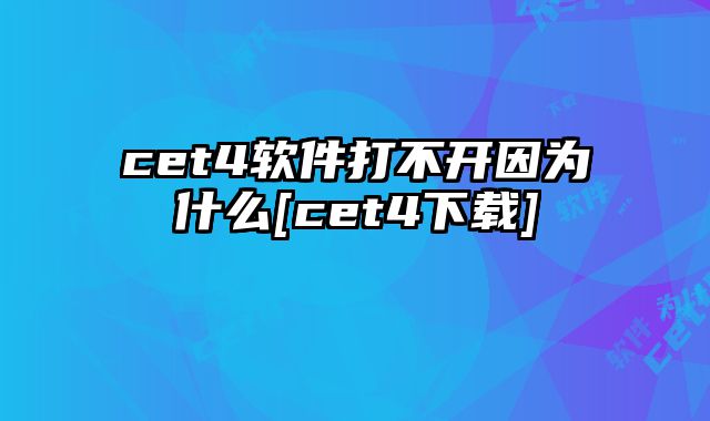 cet4软件打不开因为什么[cet4下载]