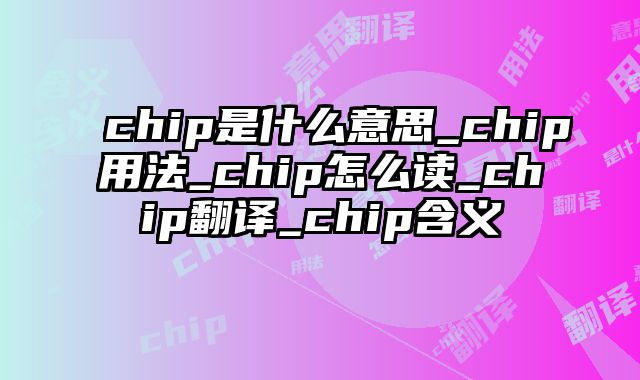 chip是什么意思_chip用法_chip怎么读_chip翻译_chip含义