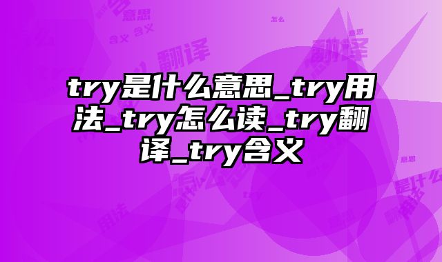 try是什么意思_try用法_try怎么读_try翻译_try含义