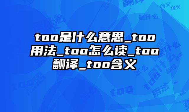 too是什么意思_too用法_too怎么读_too翻译_too含义