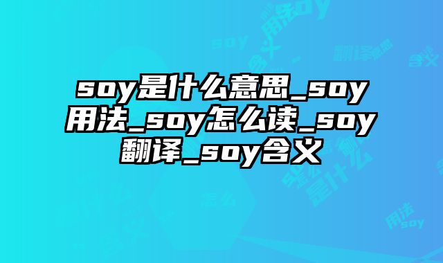 soy是什么意思_soy用法_soy怎么读_soy翻译_soy含义
