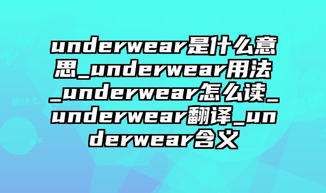 underwear是什么意思_underwear用法_underwear怎么读_underwear翻译_underwear含义