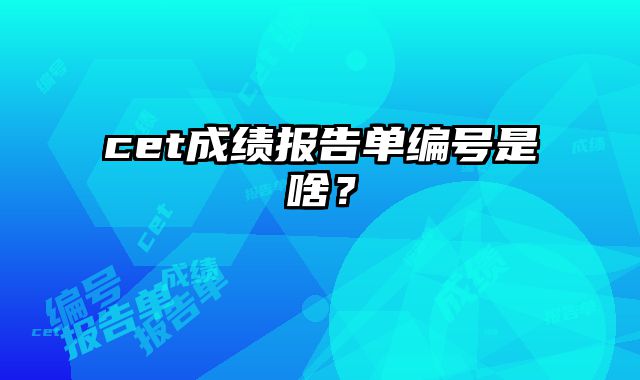 cet成绩报告单编号是啥？