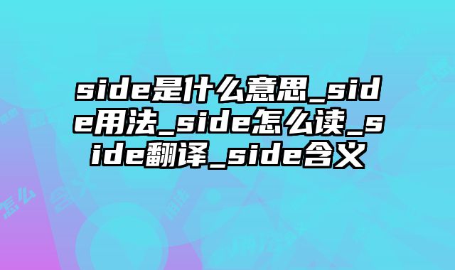 side是什么意思_side用法_side怎么读_side翻译_side含义