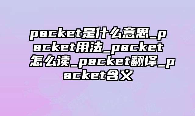 packet是什么意思_packet用法_packet怎么读_packet翻译_packet含义