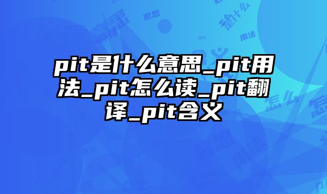 pit是什么意思_pit用法_pit怎么读_pit翻译_pit含义