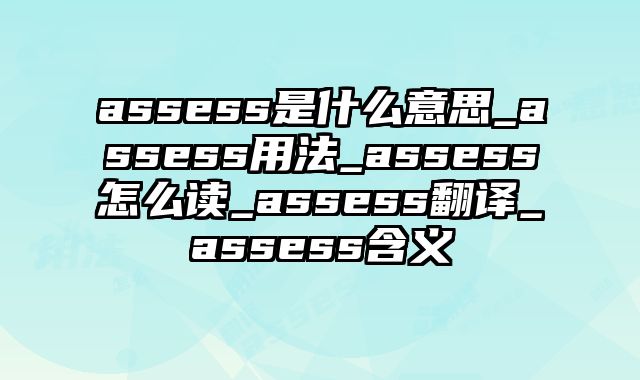 assess是什么意思_assess用法_assess怎么读_assess翻译_assess含义
