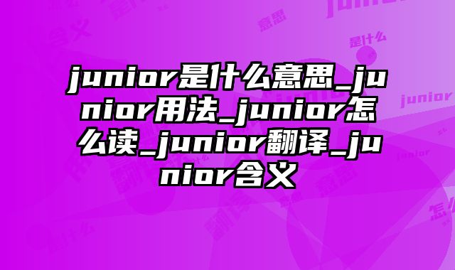 junior是什么意思_junior用法_junior怎么读_junior翻译_junior含义