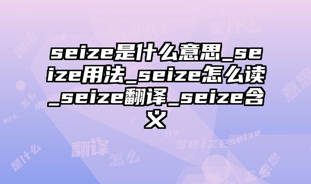 seize是什么意思_seize用法_seize怎么读_seize翻译_seize含义