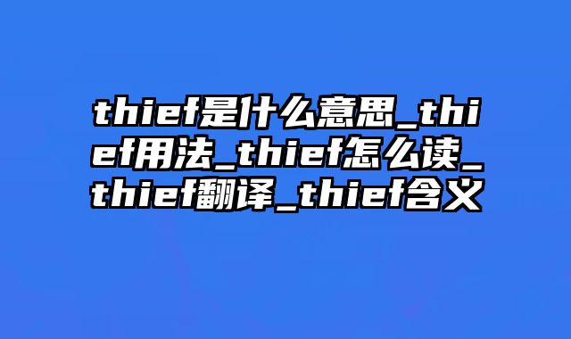 thief是什么意思_thief用法_thief怎么读_thief翻译_thief含义