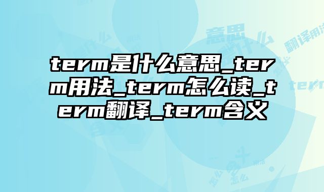 term是什么意思_term用法_term怎么读_term翻译_term含义