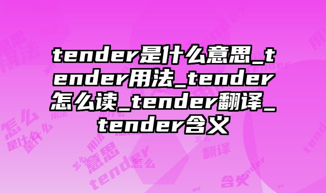 tender是什么意思_tender用法_tender怎么读_tender翻译_tender含义