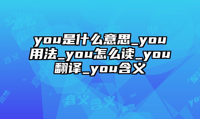 you是什么意思_you用法_you怎么读_you翻译_you含义