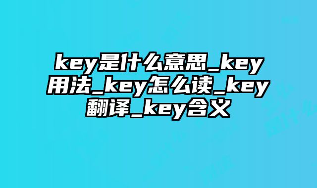 key是什么意思_key用法_key怎么读_key翻译_key含义