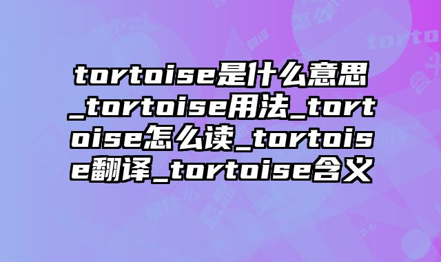 tortoise是什么意思_tortoise用法_tortoise怎么读_tortoise翻译_tortoise含义