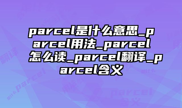 parcel是什么意思_parcel用法_parcel怎么读_parcel翻译_parcel含义