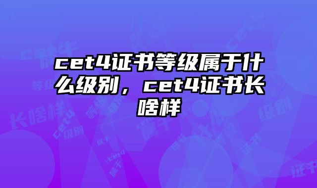 cet4证书等级属于什么级别，cet4证书长啥样