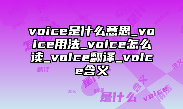 voice是什么意思_voice用法_voice怎么读_voice翻译_voice含义