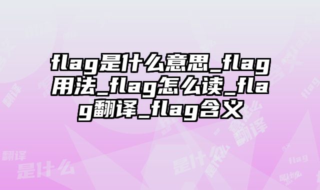 flag是什么意思_flag用法_flag怎么读_flag翻译_flag含义