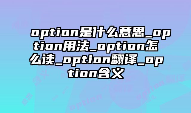 option是什么意思_option用法_option怎么读_option翻译_option含义