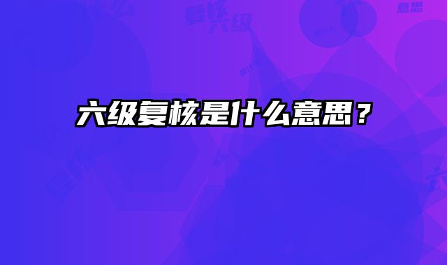 六级复核是什么意思？