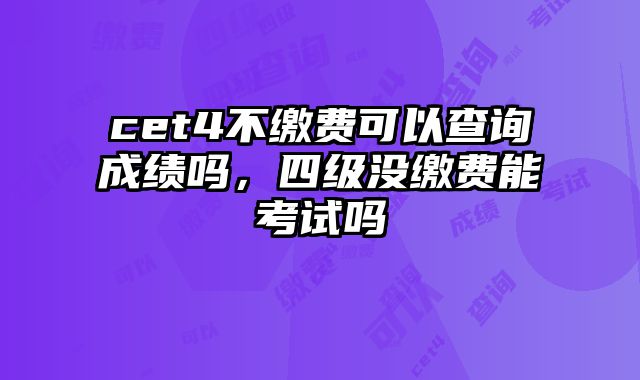 cet4不缴费可以查询成绩吗，四级没缴费能考试吗