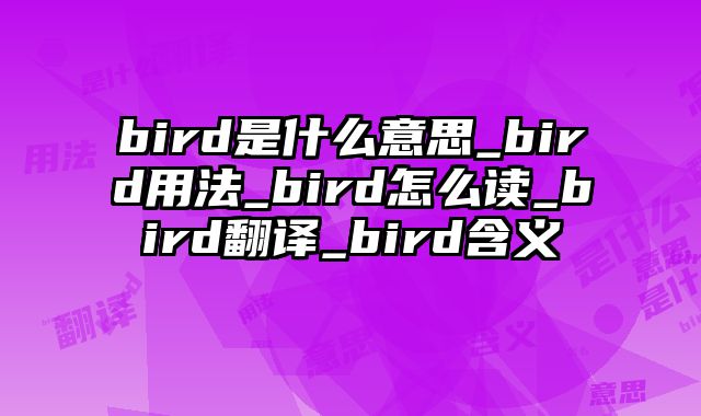 bird是什么意思_bird用法_bird怎么读_bird翻译_bird含义