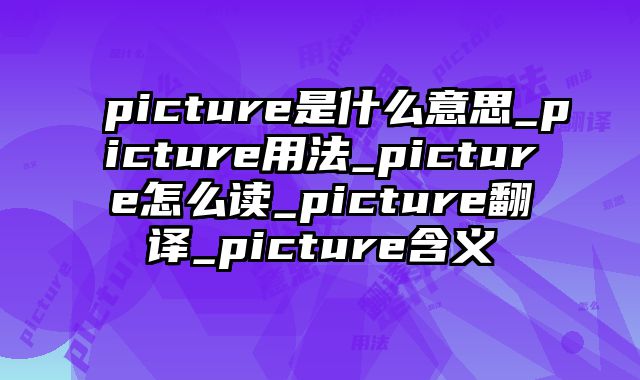 picture是什么意思_picture用法_picture怎么读_picture翻译_picture含义