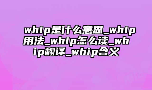 whip是什么意思_whip用法_whip怎么读_whip翻译_whip含义
